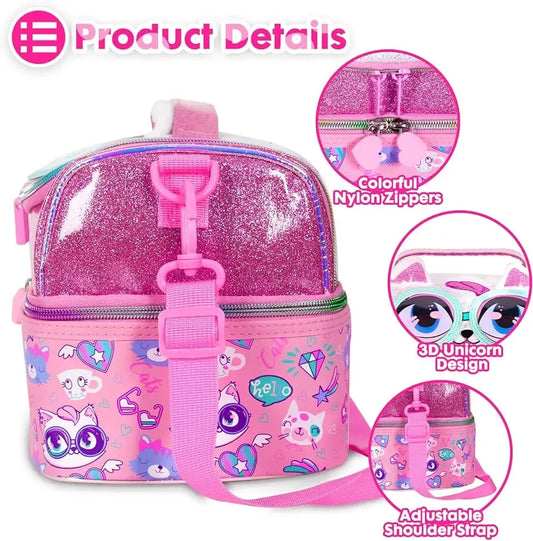 AESTHETIC KITTY DUAL COMPARTMENT LUNCH BAG SPARKLES