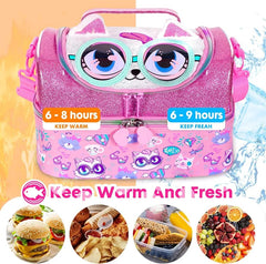 AESTHETIC KITTY DUAL COMPARTMENT LUNCH BAG