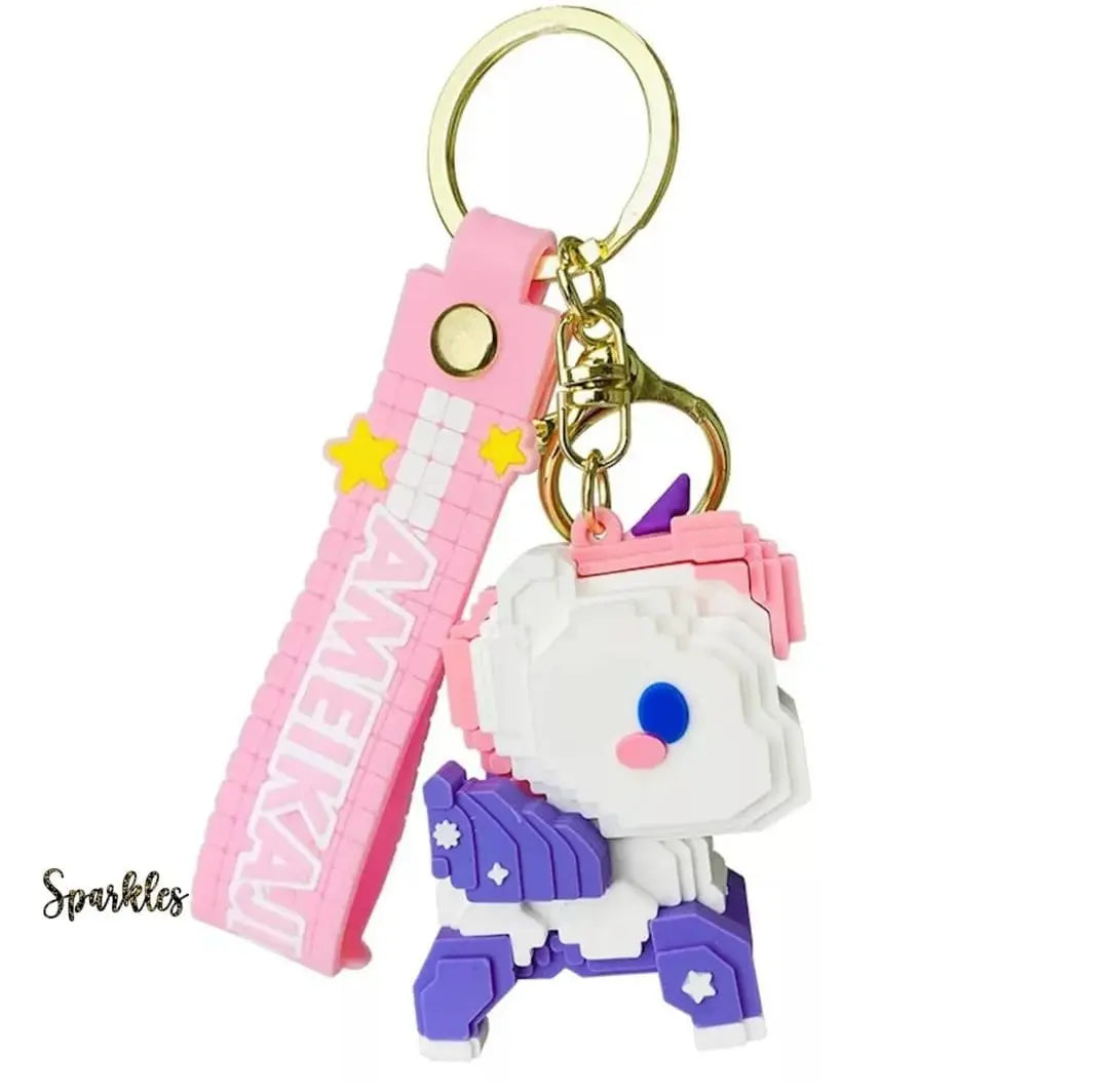 BUILDING BLOCK UNICORN KEYCHAIN SPARKLES