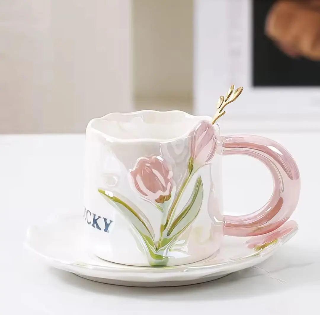 GLOSSY FLORAL MUG SPARKLES