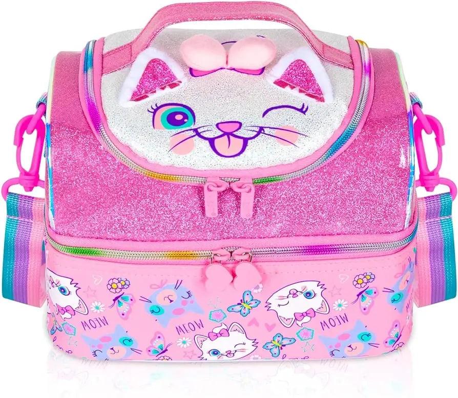 TRENDING KITTY DUAL COMPARTMENT LUNCH BAG SPARKLES