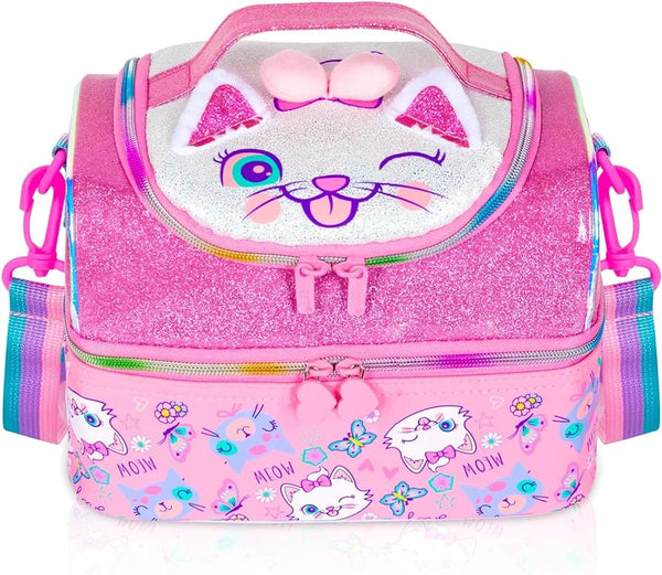 TRENDING KITTY DUAL COMPARTMENT LUNCH BAG
