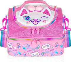 TRENDING KITTY DUAL COMPARTMENT LUNCH BAG SPARKLES