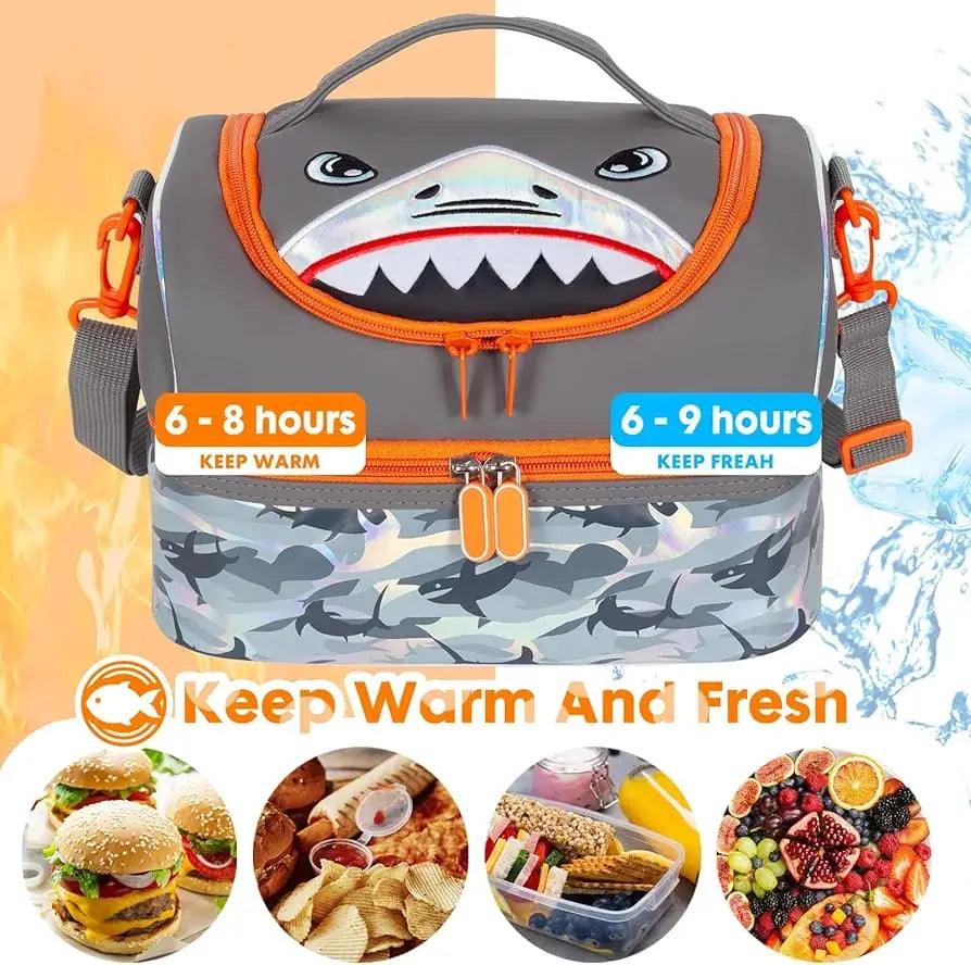 AESTHETIC SHARK DUAL COMPARTMENT LUNCH BAG SPARKLES