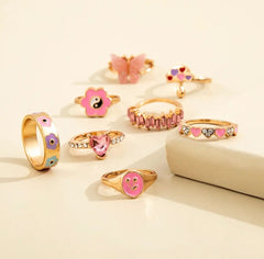 8 X LUXURIOUS DAINTY RINGS SET SPARKLES