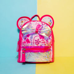 IRIDESCENT BOW BACKPACK SPARKLES