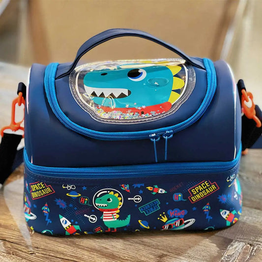 AESTHETIC DINOSAUR DUAL COMPARTMENT LUNCH BAG SPARKLES