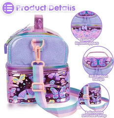 LUXURIOUS BUTTERFLY DUAL COMPARTMENT LUNCH BAG SPARKLES