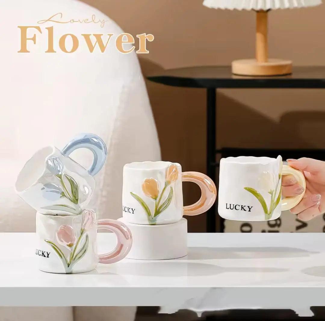 GLOSSY FLORAL MUG SPARKLES