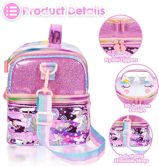 FOREVER GLITTER DUAL COMPARTMENT LUNCH BAG SPARKLES