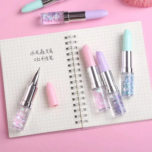 AESTHETIC LIPSTICK BALL PEN SPARKLES