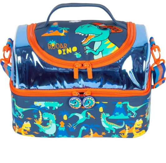 AESTHETIC DINOSAUR DUAL COMPARTMENT INSULATED LUNCH BAG SPARKLES