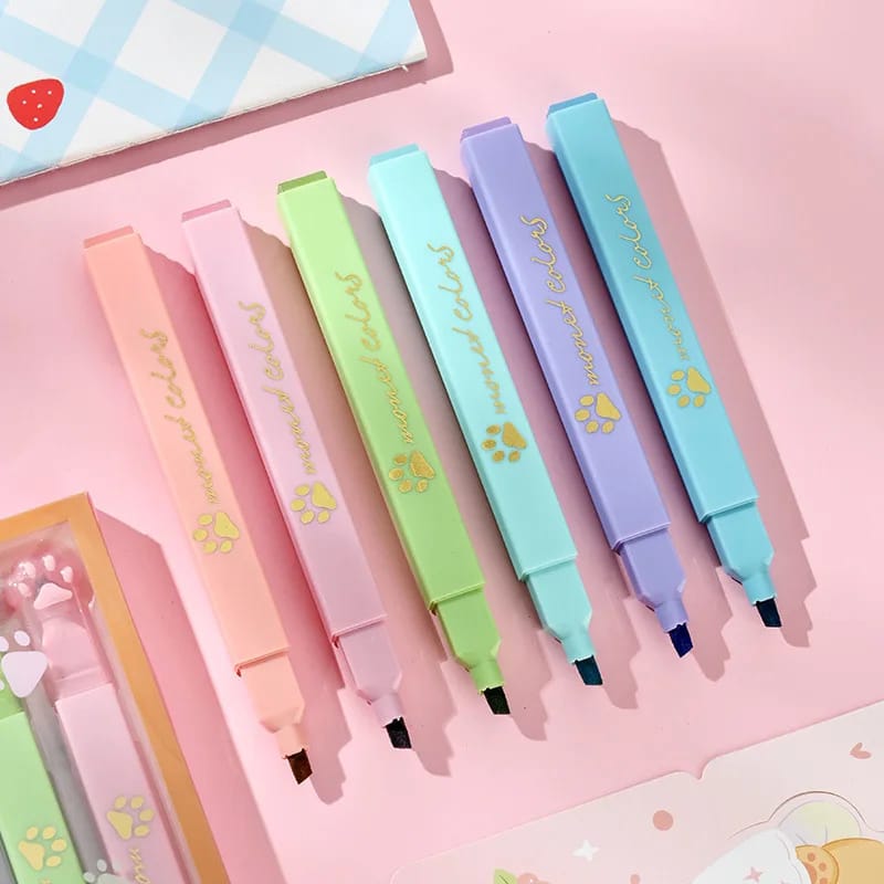 PACK 0F 6 PAW HIGHLIGHTER PENS SPARKLES