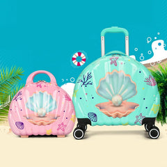 BEAUTIFUL SHELL LUGGAGE BAG SET SPARKLES