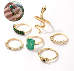 6 X LUXURIOUS EMERALD RINGS SET