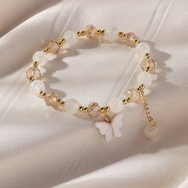 CRYSTAL BUTTERFLY BEADED BRACELET SPARKLES