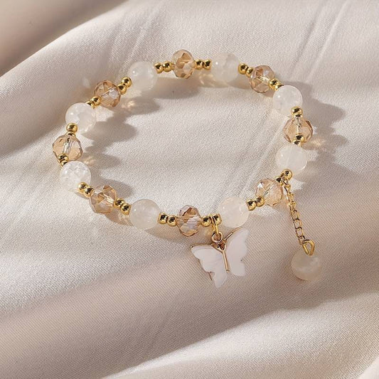 CRYSTAL BUTTERFLY BEADED BRACELET SPARKLES