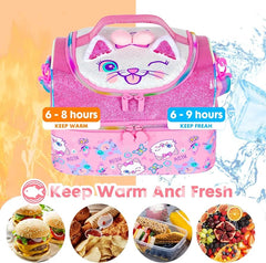 TRENDING KITTY DUAL COMPARTMENT LUNCH BAG SPARKLES