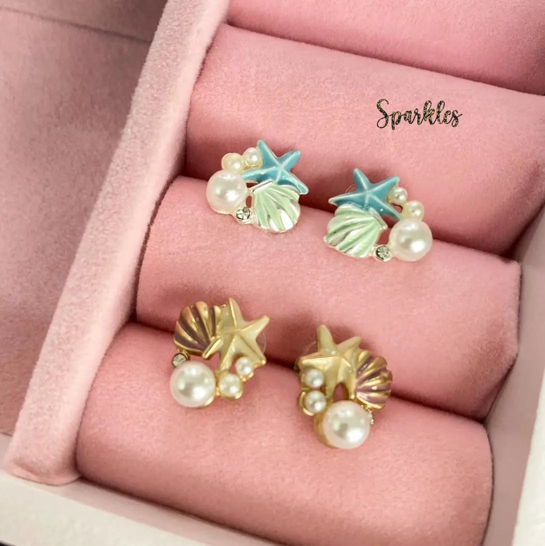 SEASHELL CLUSTER STUDS SPARKLES