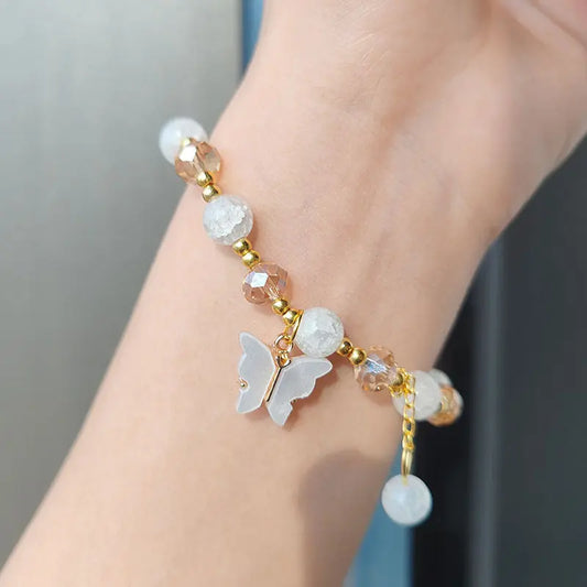 CRYSTAL BUTTERFLY BEADED BRACELET SPARKLES