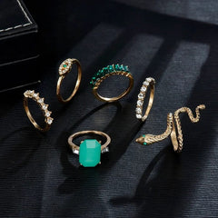 6 X LUXURIOUS EMERALD RINGS SET SPARKLES