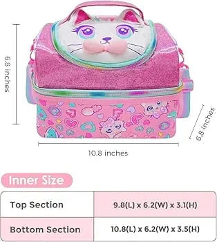 TRENDING KITTY DUAL COMPARTMENT LUNCH BAG SPARKLES