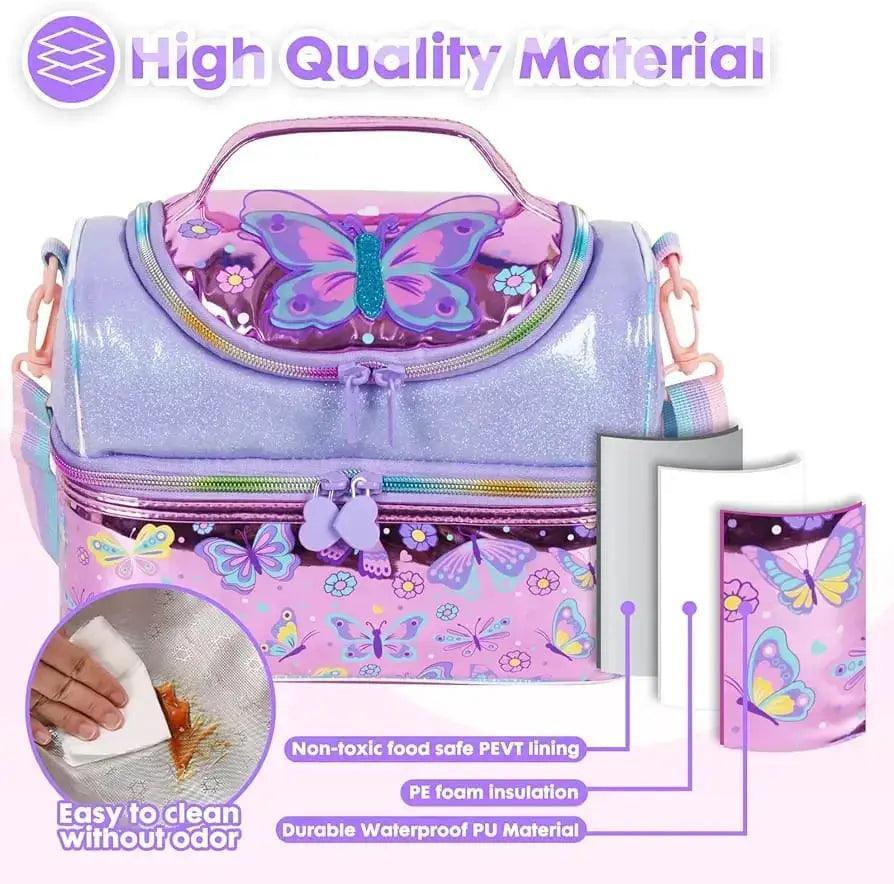 LUXURIOUS BUTTERFLY DUAL COMPARTMENT LUNCH BAG SPARKLES