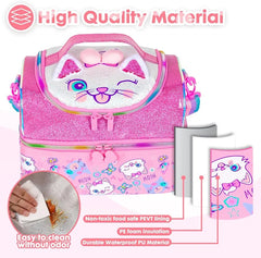 TRENDING KITTY DUAL COMPARTMENT LUNCH BAG SPARKLES