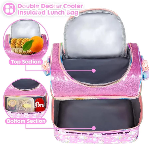 FOREVER GLITTER DUAL COMPARTMENT LUNCH BAG SPARKLES