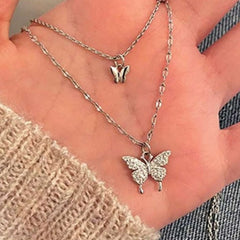 TRENDY BUTTERFLY PENDANT NECKLACE SPARKLES