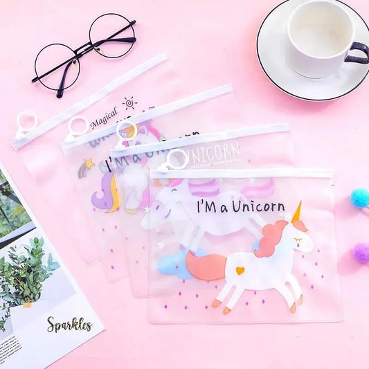 TRENDY TRANSLUCENT UNICORN POUCH SPARKLES