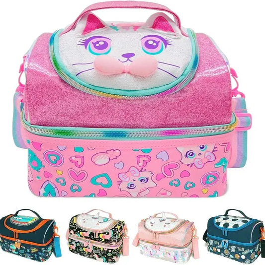 TRENDING KITTY DUAL COMPARTMENT LUNCH BAG SPARKLES