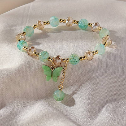 CRYSTAL BUTTERFLY BEADED BRACELET SPARKLES