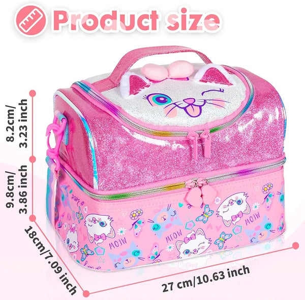 TRENDING KITTY DUAL COMPARTMENT LUNCH BAG