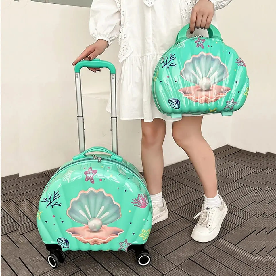 BEAUTIFUL SHELL LUGGAGE BAG SET SPARKLES