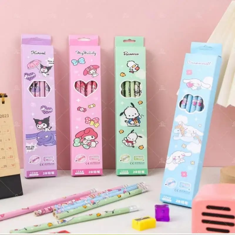 ADORABLE 12 PENCILS SET SPARKLES