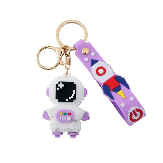 BUILDING BLOCK ASTRONAUT KEYCHAIN SPARKLES