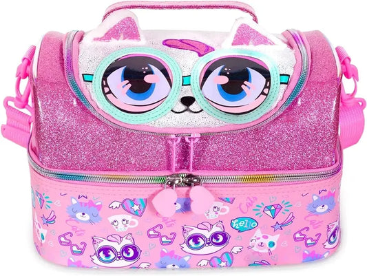 AESTHETIC KITTY DUAL COMPARTMENT LUNCH BAG SPARKLES