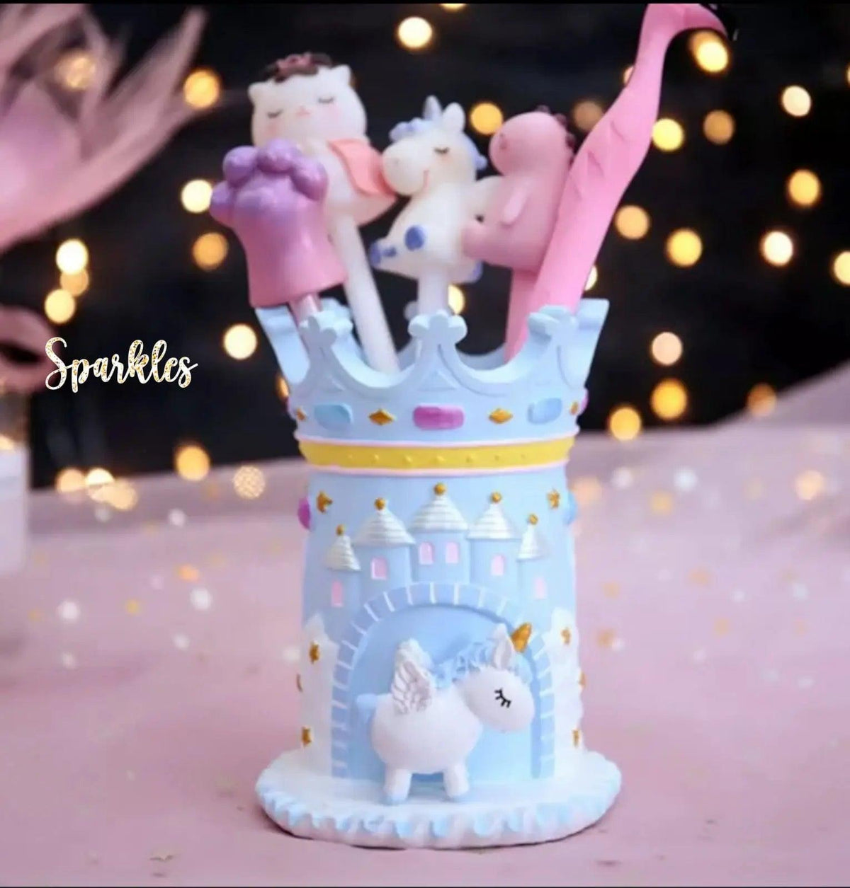 CERAMIC CASTLE HOLDER SPARKLES