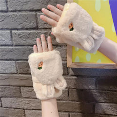 BUNNY PLUSH GLOVES FOR WINTER SPARKLES