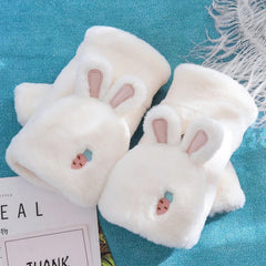 BUNNY PLUSH GLOVES FOR WINTER SPARKLES