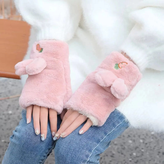 BUNNY PLUSH GLOVES FOR WINTER SPARKLES