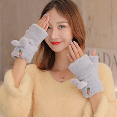 BUNNY PLUSH GLOVES FOR WINTER SPARKLES