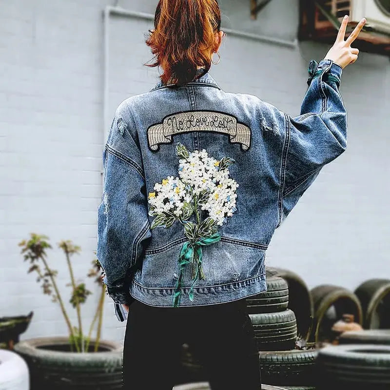 FLORAL DENIM JACKET FOR WINTER SPARKLES