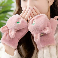 BUNNY PLUSH GLOVES FOR WINTER SPARKLES