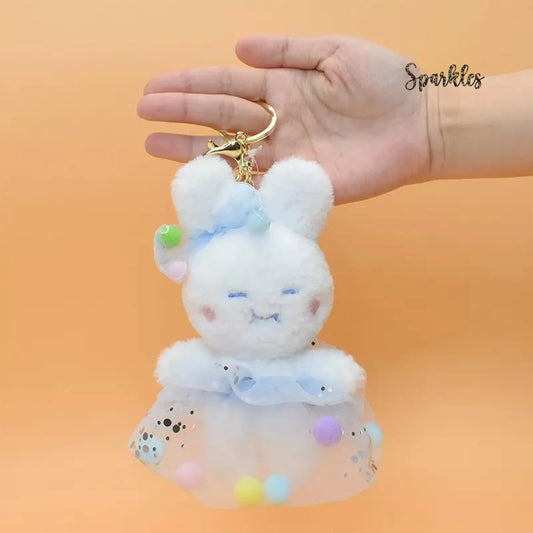 GLITTERY BUNNY KEYCHAIN SPARKLES